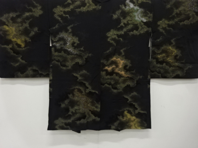 JAPANESE ANTIQUE HAORI / TAISHO ROMAN STYLE / SILK / URUSHI / WOVEN CLOUDS